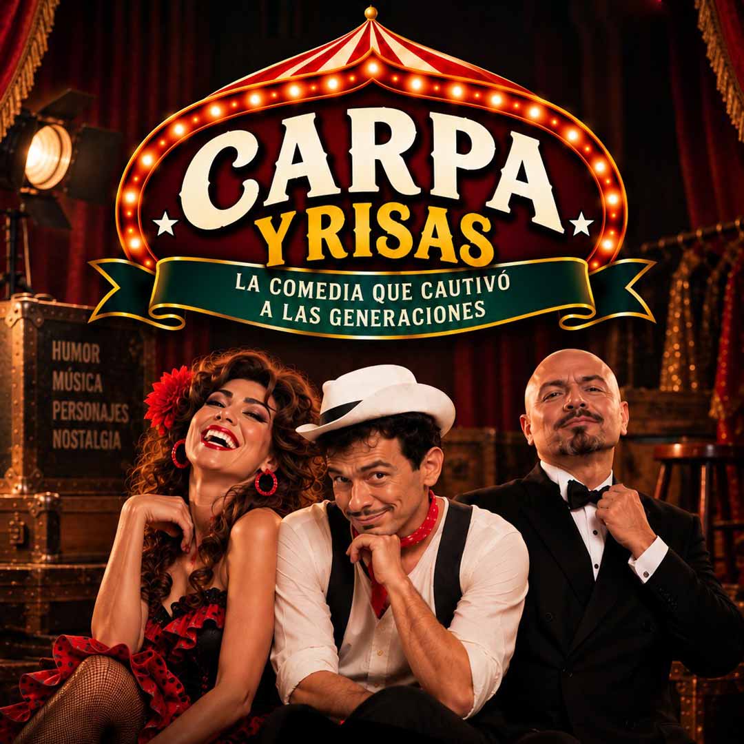 Carpa y Risas llega al Teatro Gran Recinto Mundo E el 17 de octubre de 2026. Disfruta una función de humor mexicano inspirada en las carpas y tandas populares, con personajes, música, sketches y nostalgia. Consulta la función y compra tus boletos en Myticketmx.
