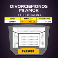 Divorciemonos mi amor, obra de teatro de comedia con: Lis Vega, Adrián Di Monte, Mario Bezares, Michelle Vieth, Carlos Espejel, Homero Ferruzca en el teatro Broadway. Mapa, Lugares, descuentos, boletos, Myticketmx