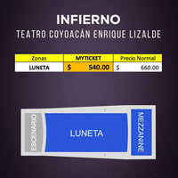 infierno, OBRA DE TEATRO de suspenso y terror. Teatro Coyoacan Enrique Lizalde. Boletos- Descuentos-lugares-Mapa- Precios- Myticketmx