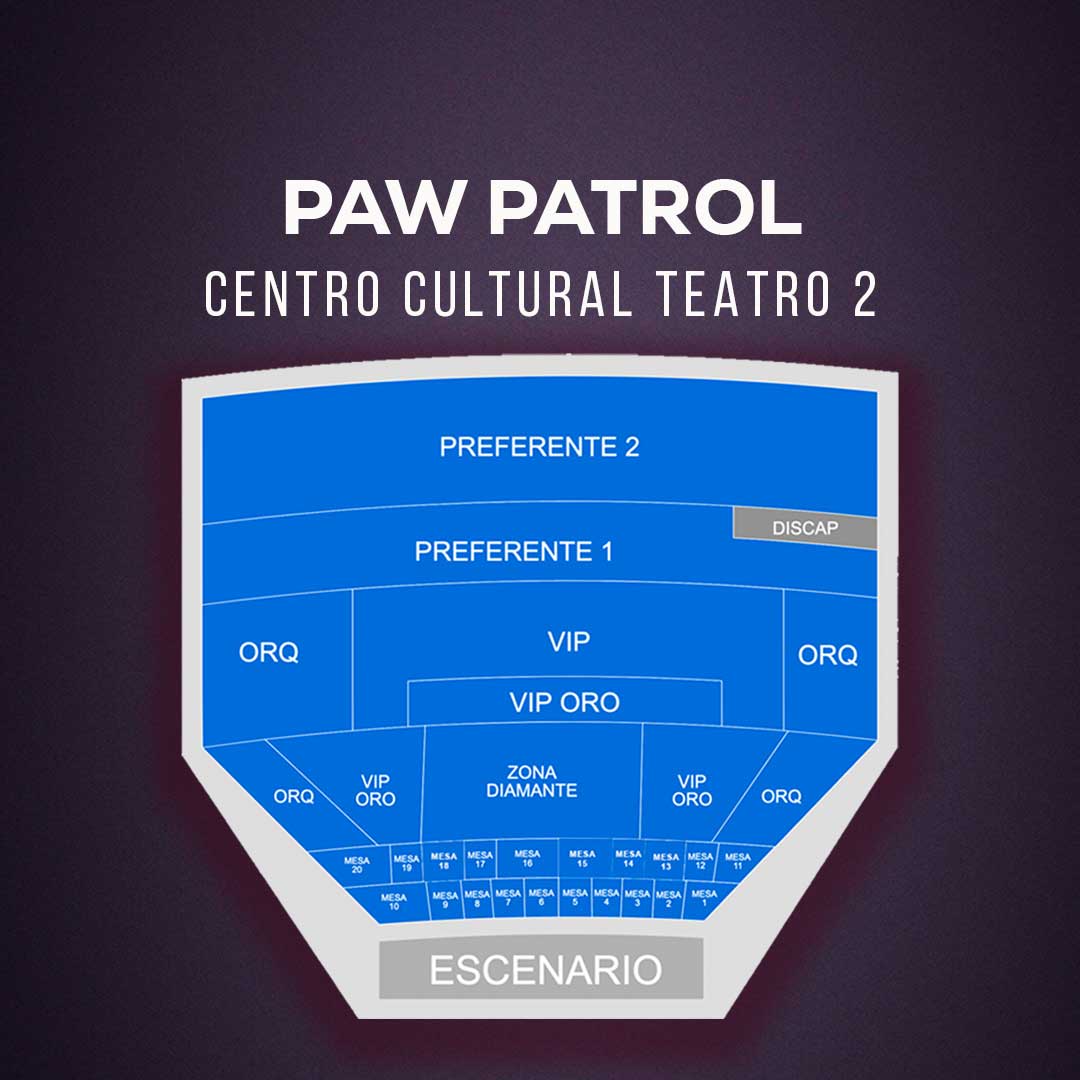 paw patrol el show en vivo. Centro cultural teatro 2, Funciones en CDMX, mapa, lugares, Myticketmx
