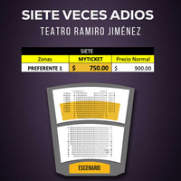 SIETE VECES ADIOS, obra de teatro musical, teatro Ramiro Jiménez, precios, descuentos, mapa, Myticketmx