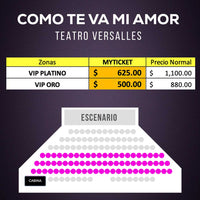 Como te va mi amor un musical pandorezco, OBRA DE TEATRO MUSICAL, TEATRO VERSALLES
mapa precios yticketmx